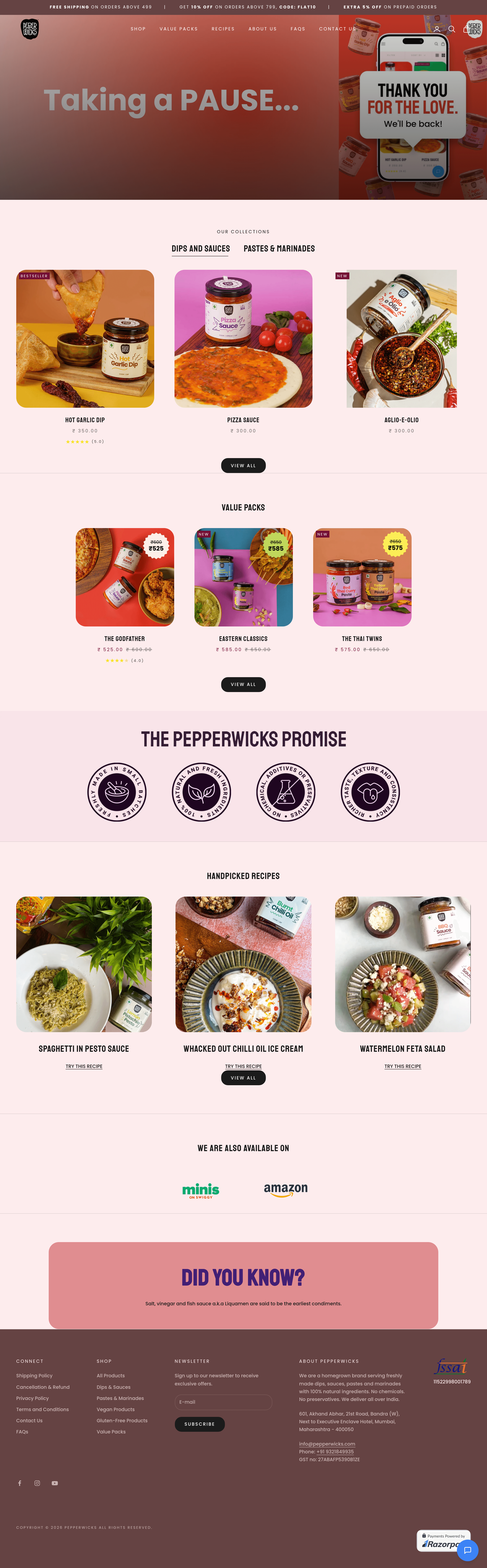 Pepperwicks ecommerce landing page screenshot