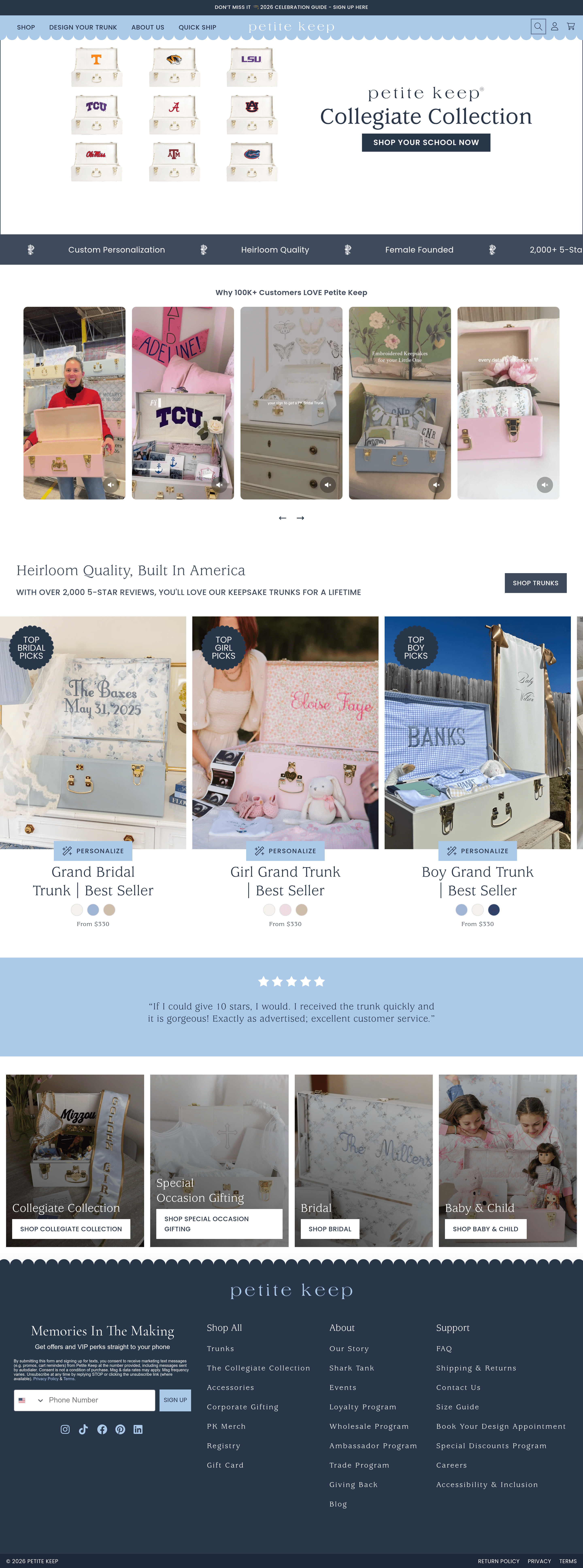 Petitekeep ecommerce landing page screenshot
