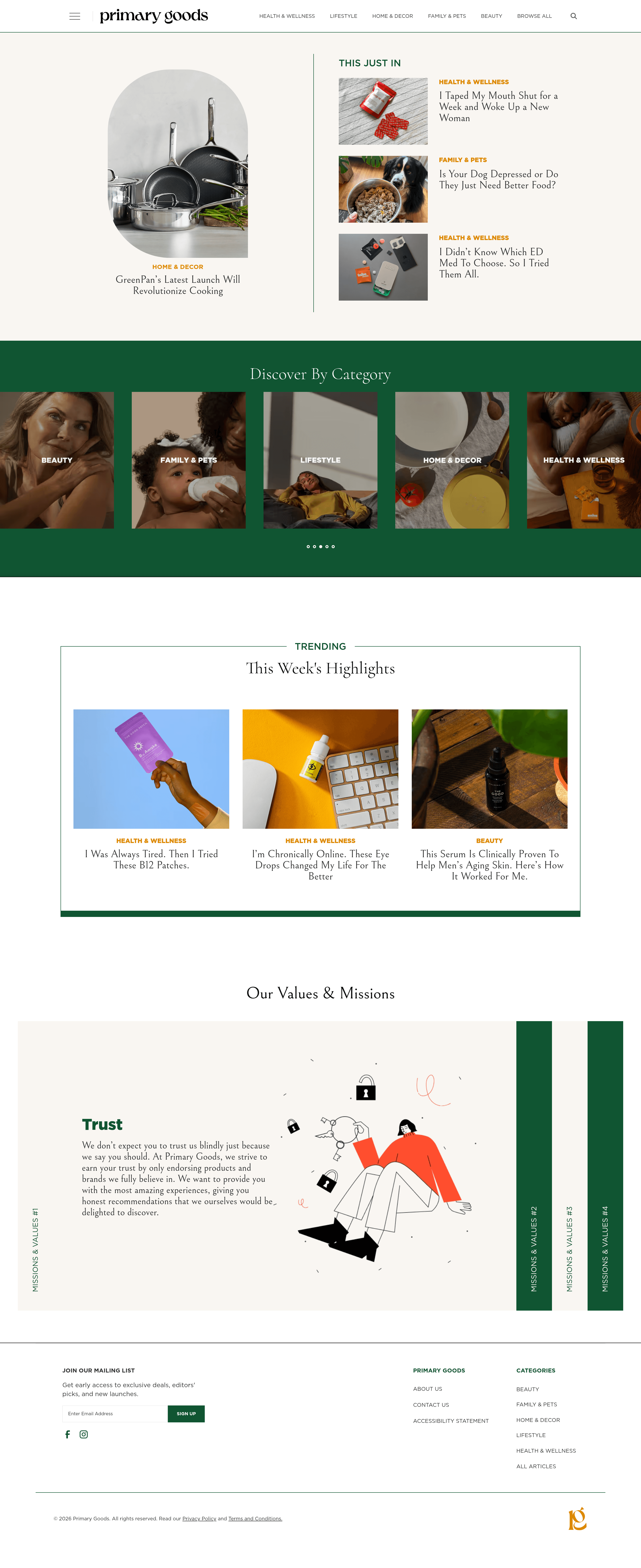 Primarygoods ecommerce landing page screenshot