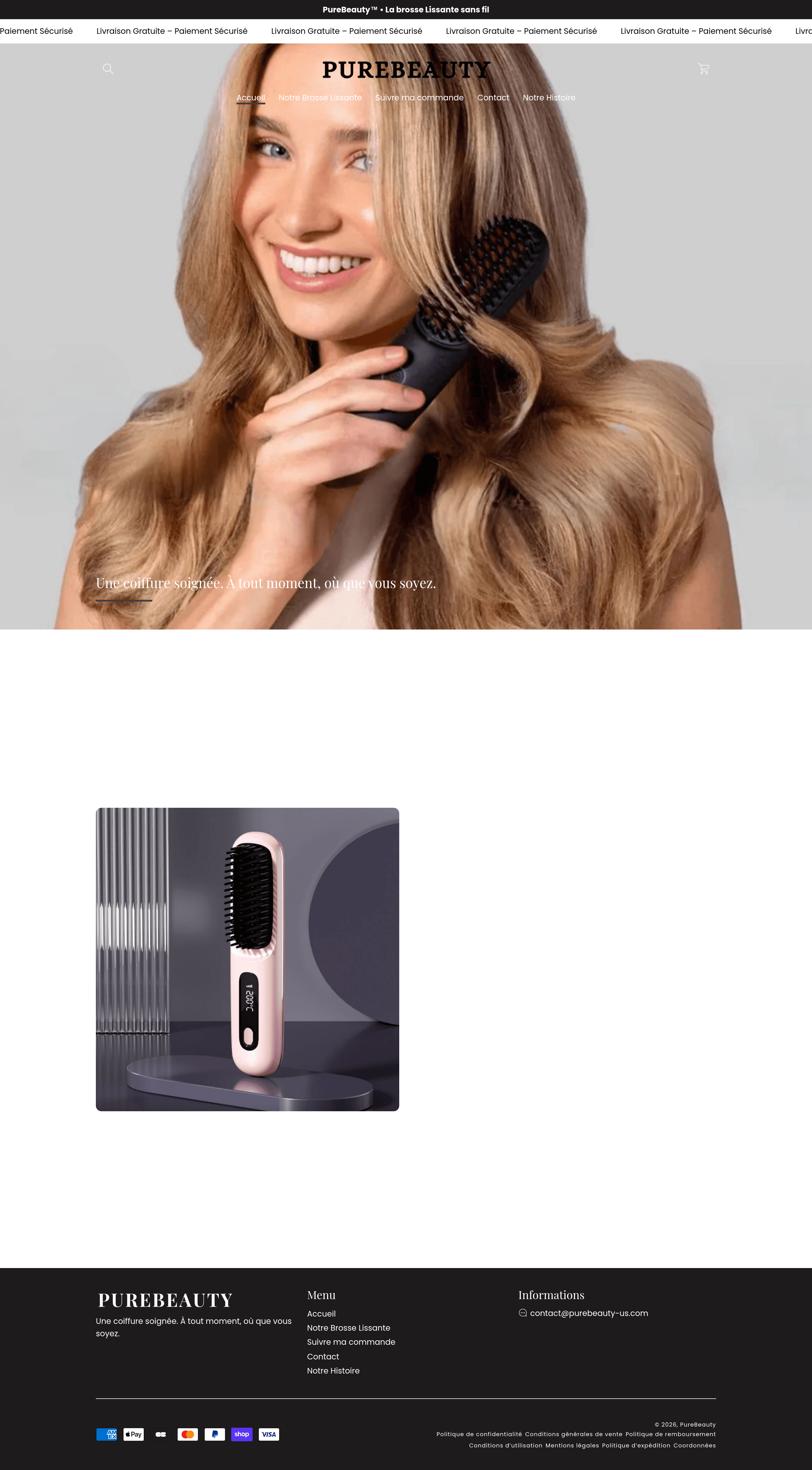 PureBeauty ecommerce landing page screenshot