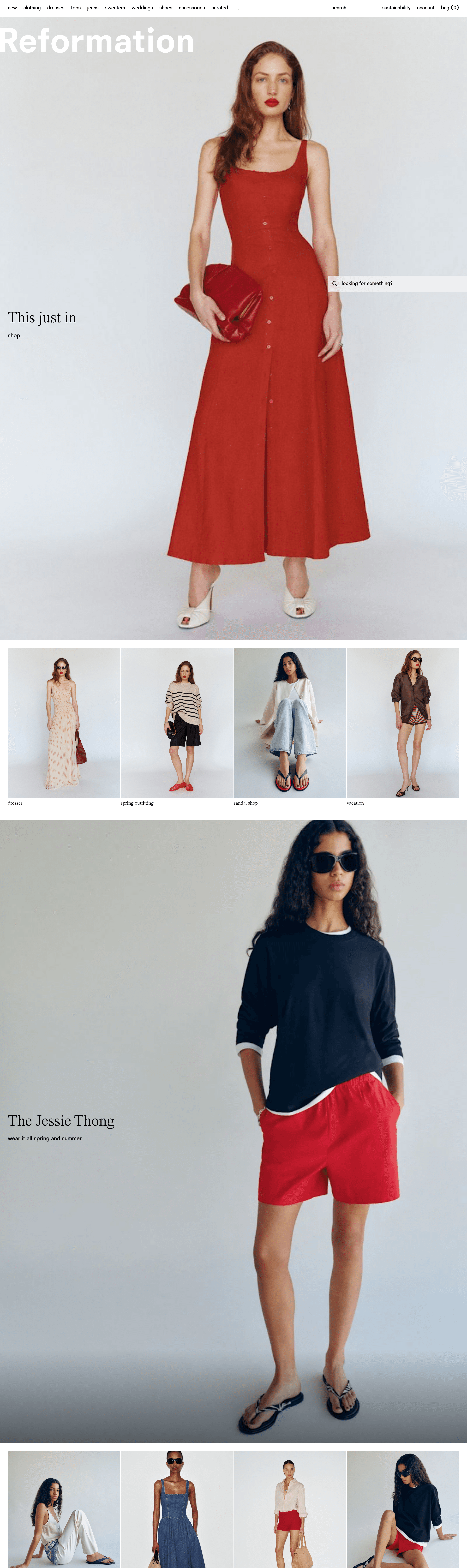 Reformation ecommerce landing page screenshot