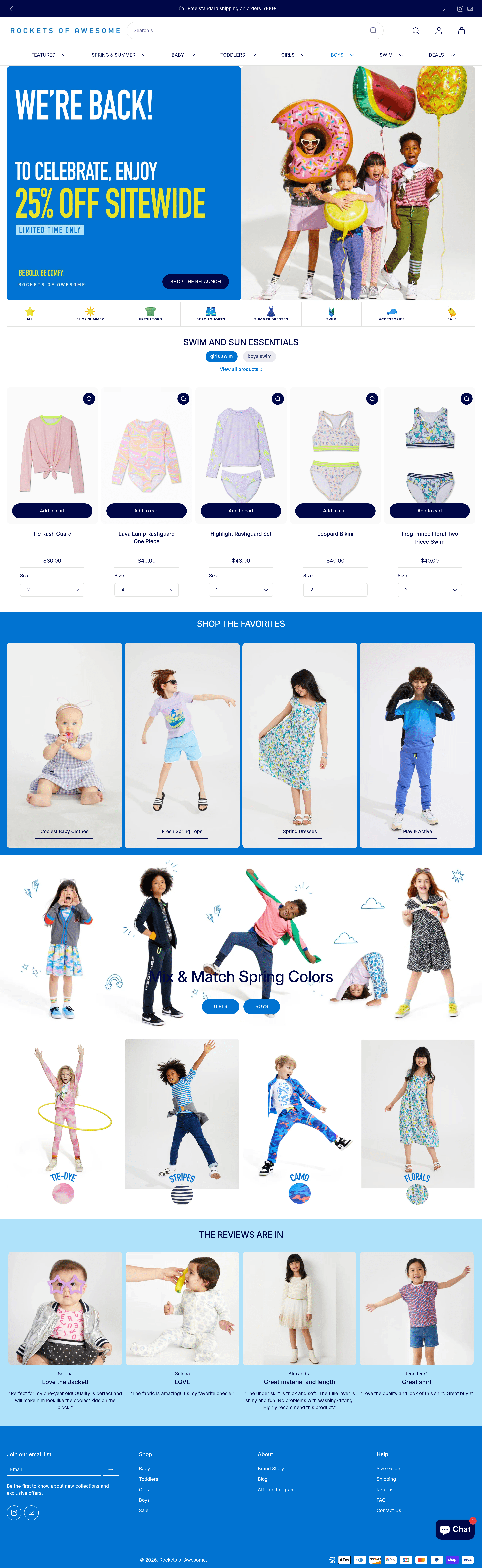 Rocketsofawesome ecommerce landing page screenshot
