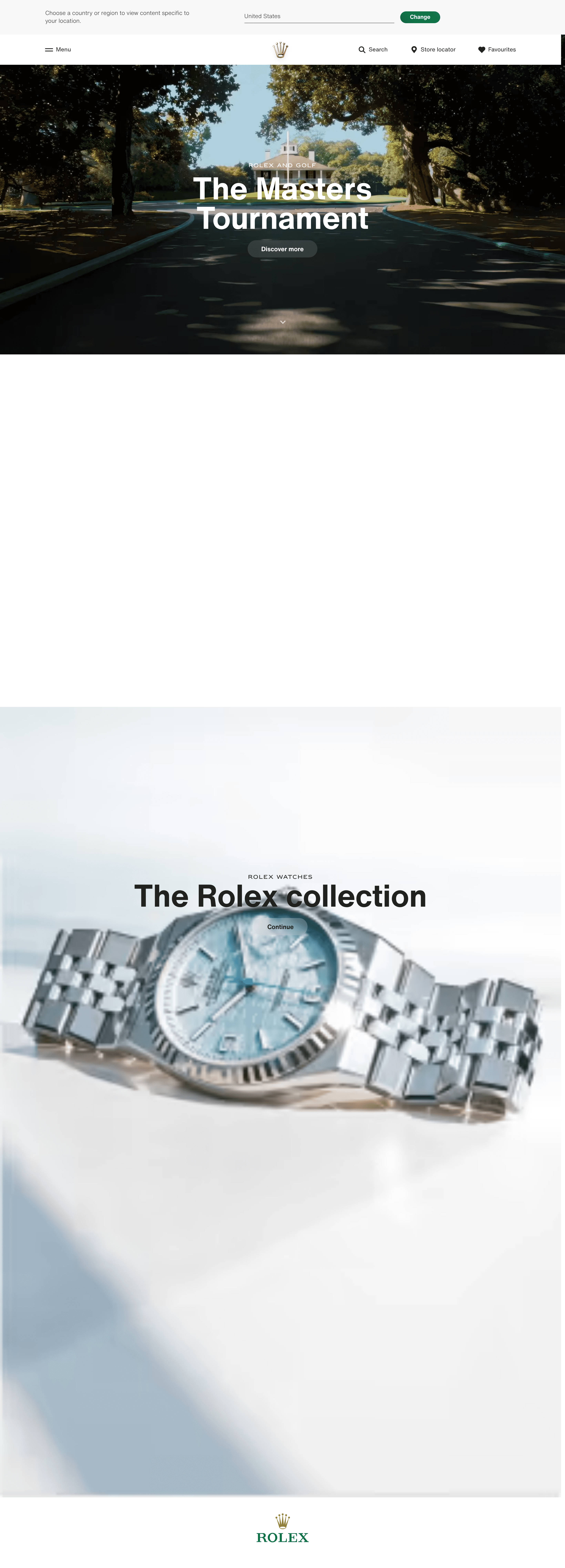 Rolex ecommerce landing page screenshot