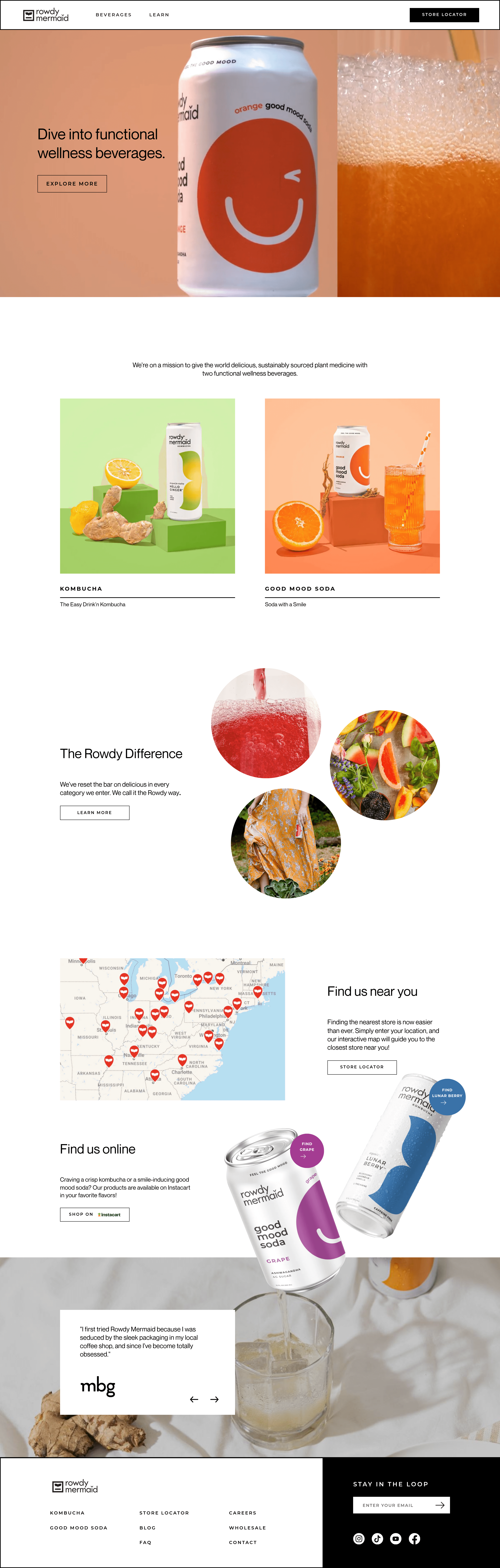 Rowdymermaid ecommerce landing page screenshot