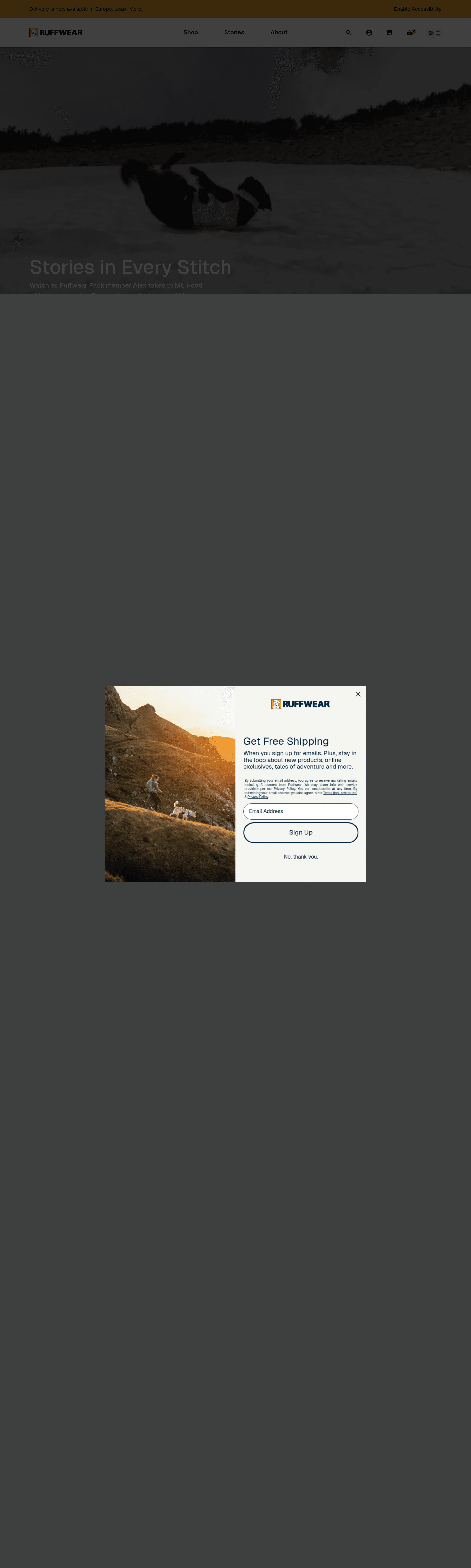 Ruffwear ecommerce landing page screenshot