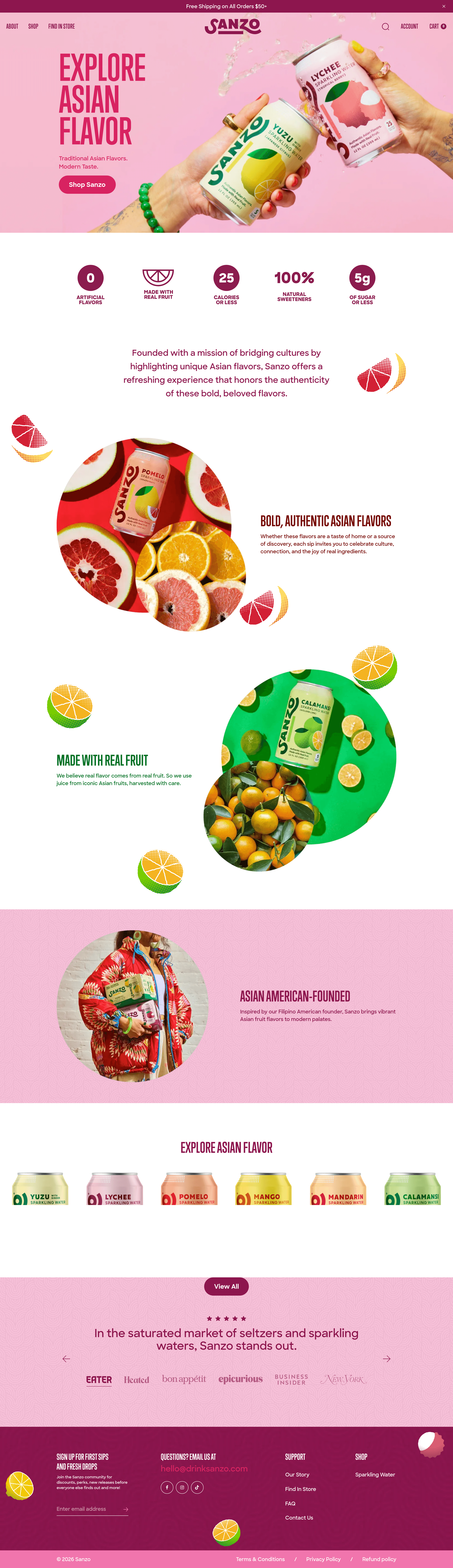 Sanzo ecommerce landing page screenshot