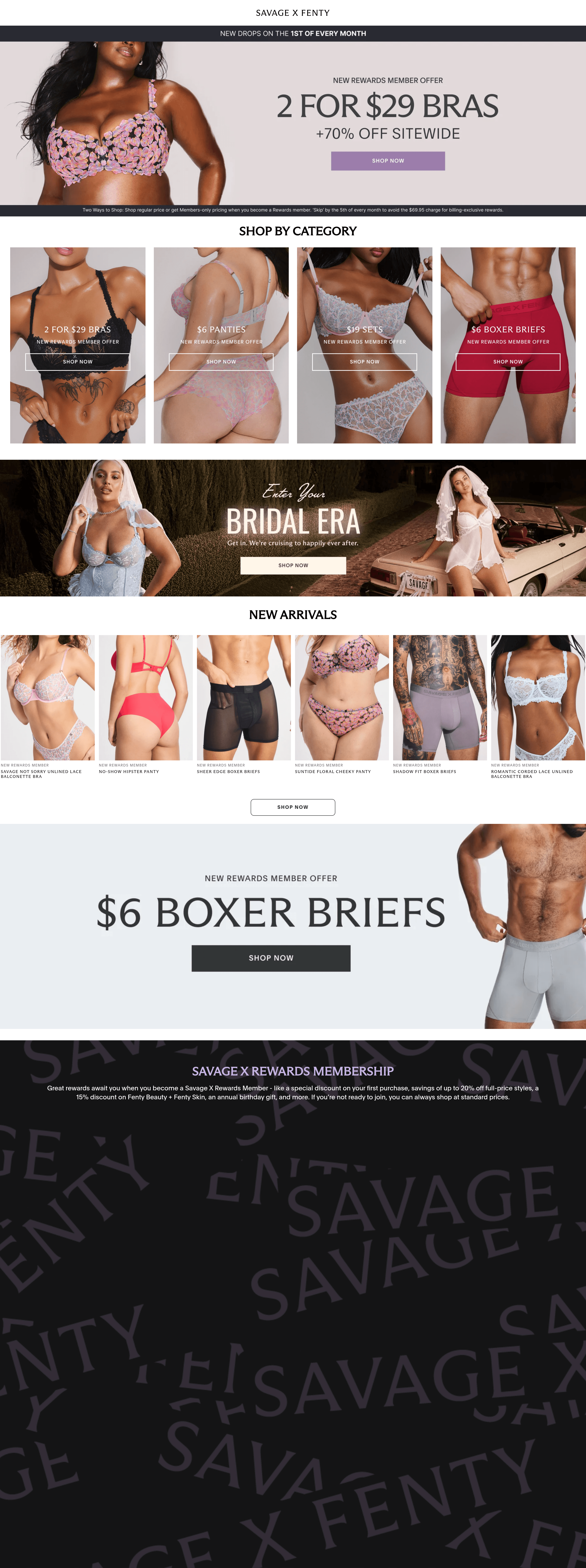 Savage X Fenty ecommerce landing page screenshot