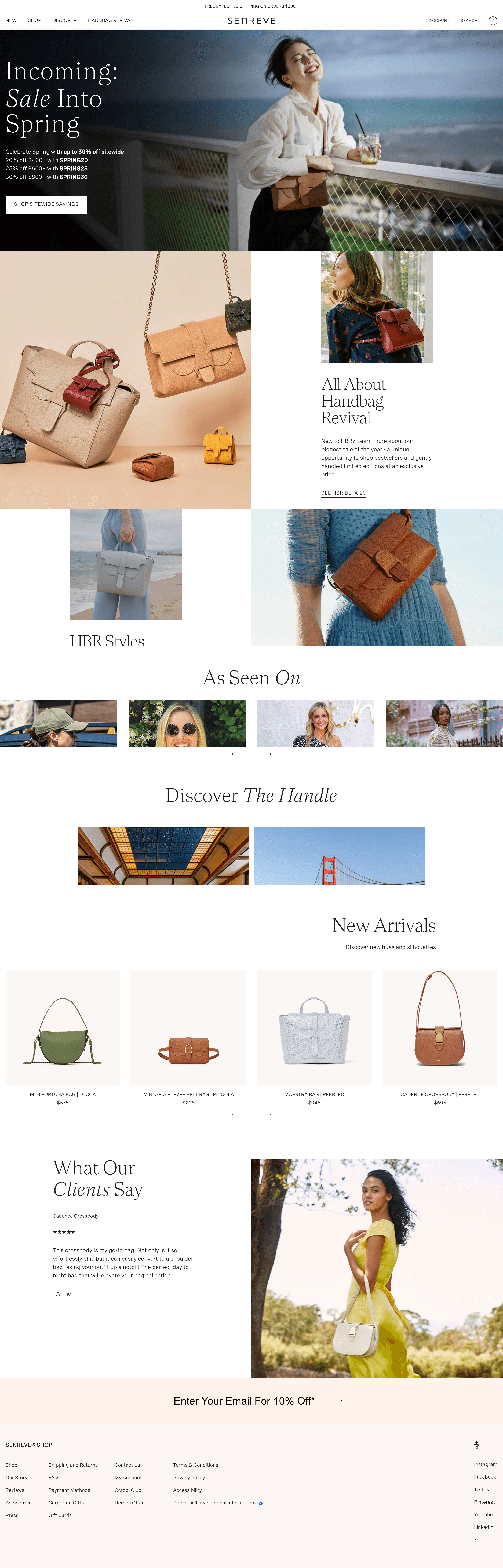 Senreve ecommerce landing page screenshot