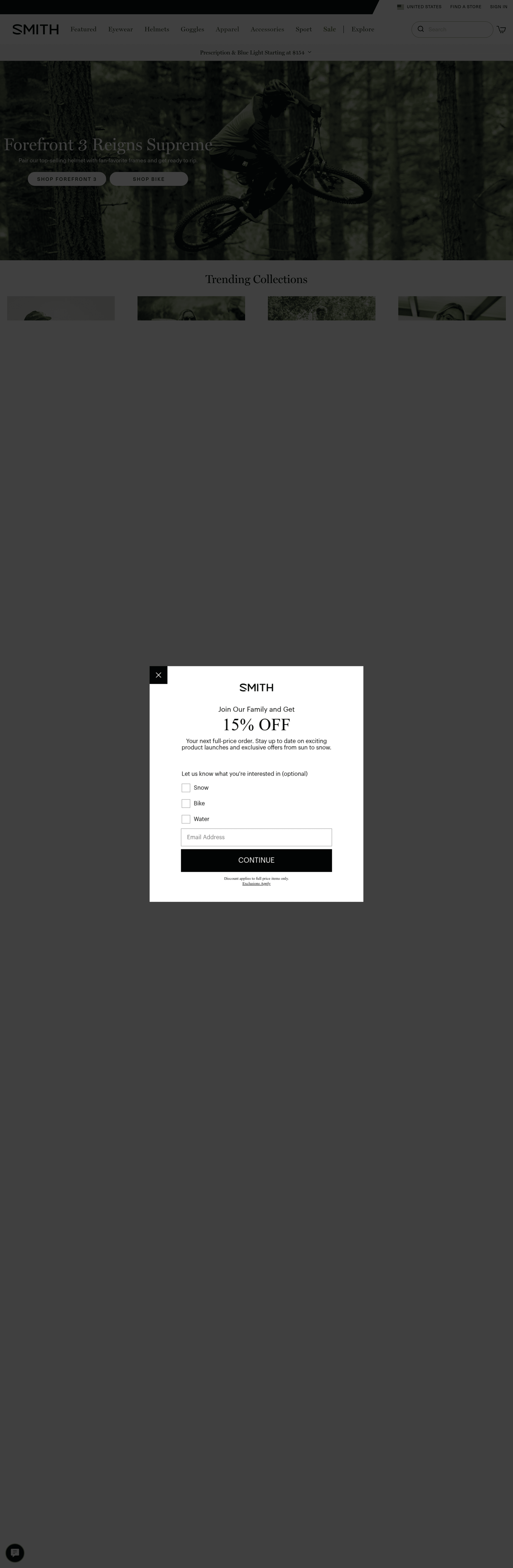 Smithoptics ecommerce landing page screenshot