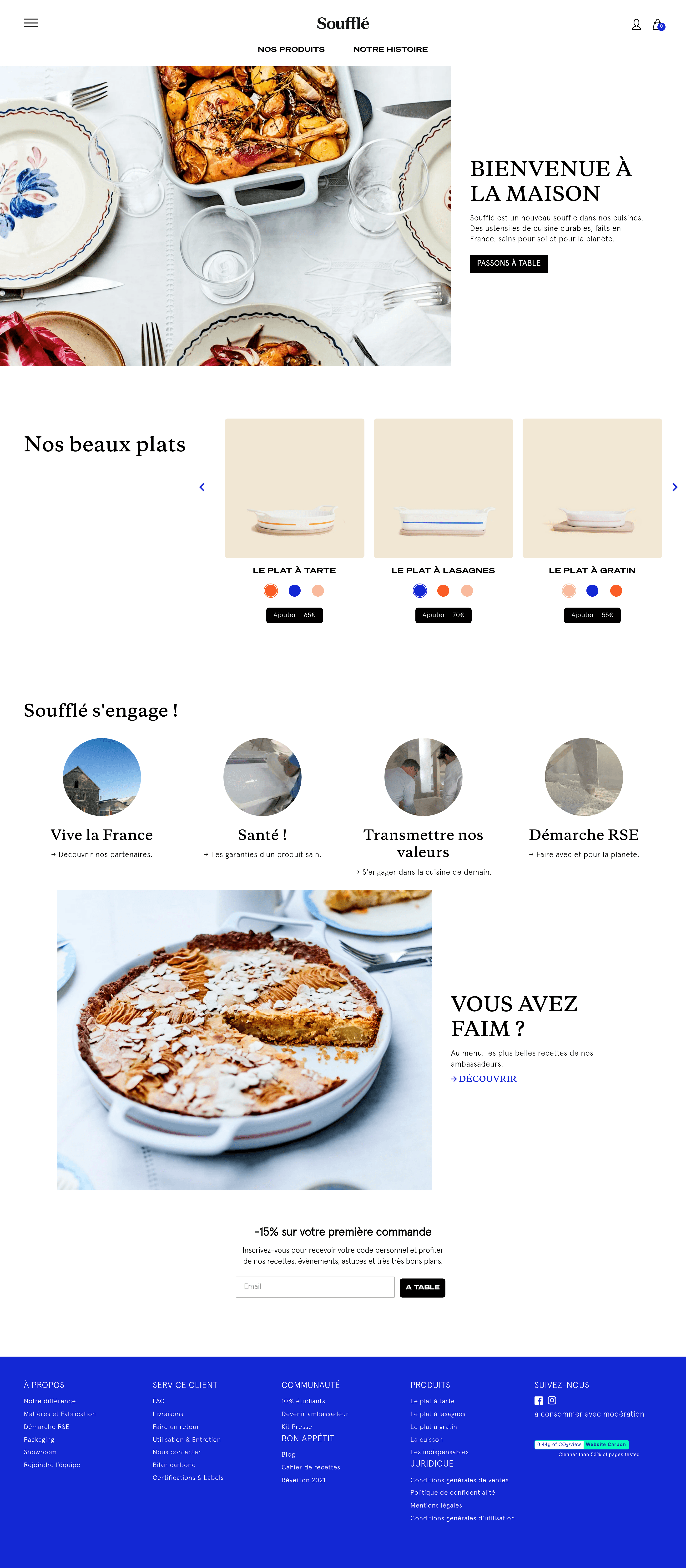 Soufflekitchen ecommerce landing page screenshot