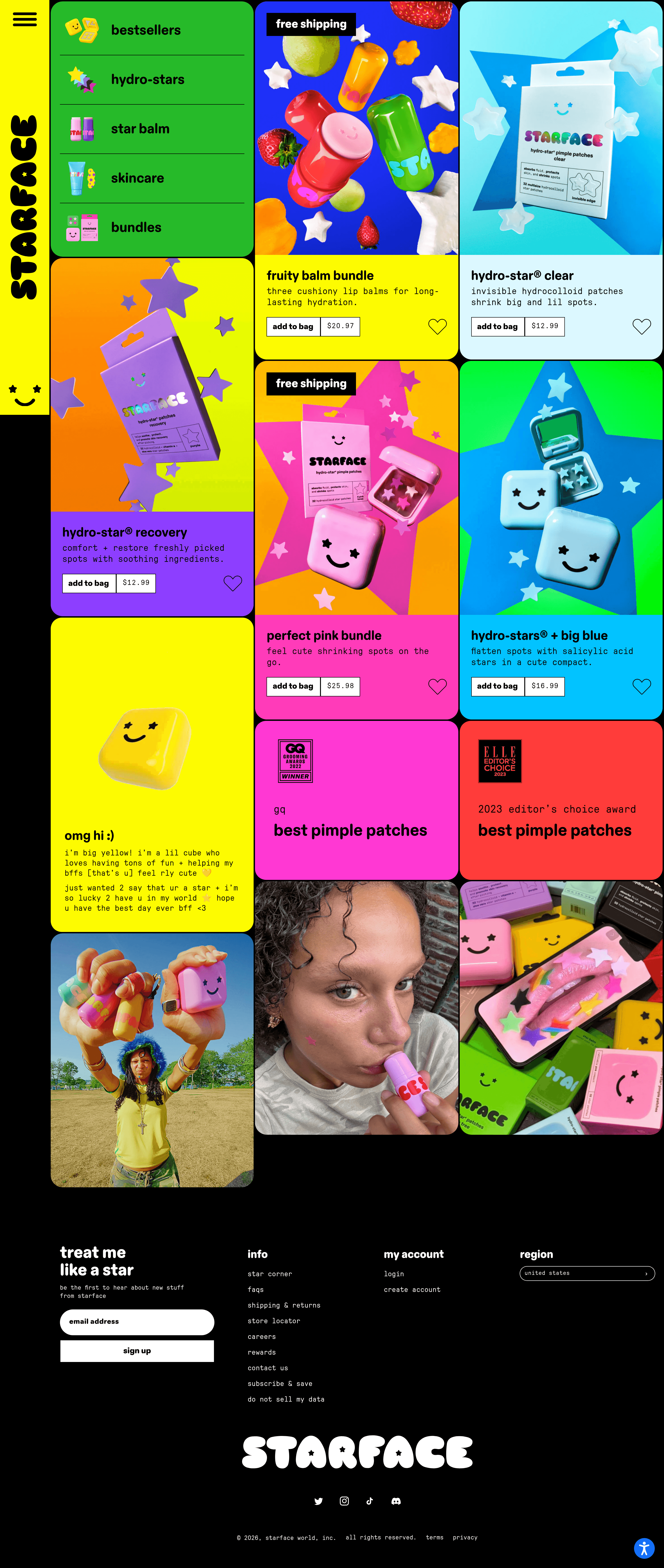 Starface ecommerce landing page screenshot