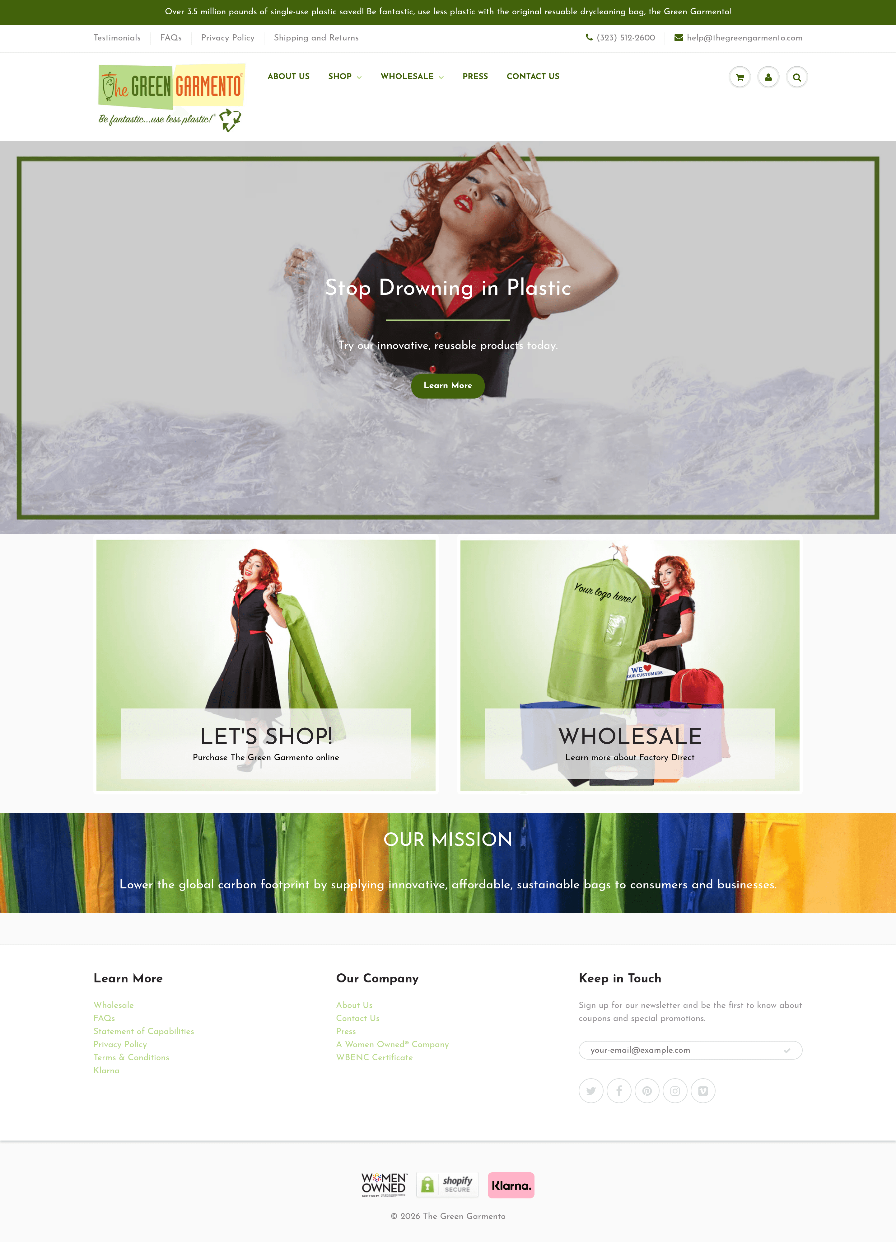 Thegreengarmento ecommerce landing page screenshot