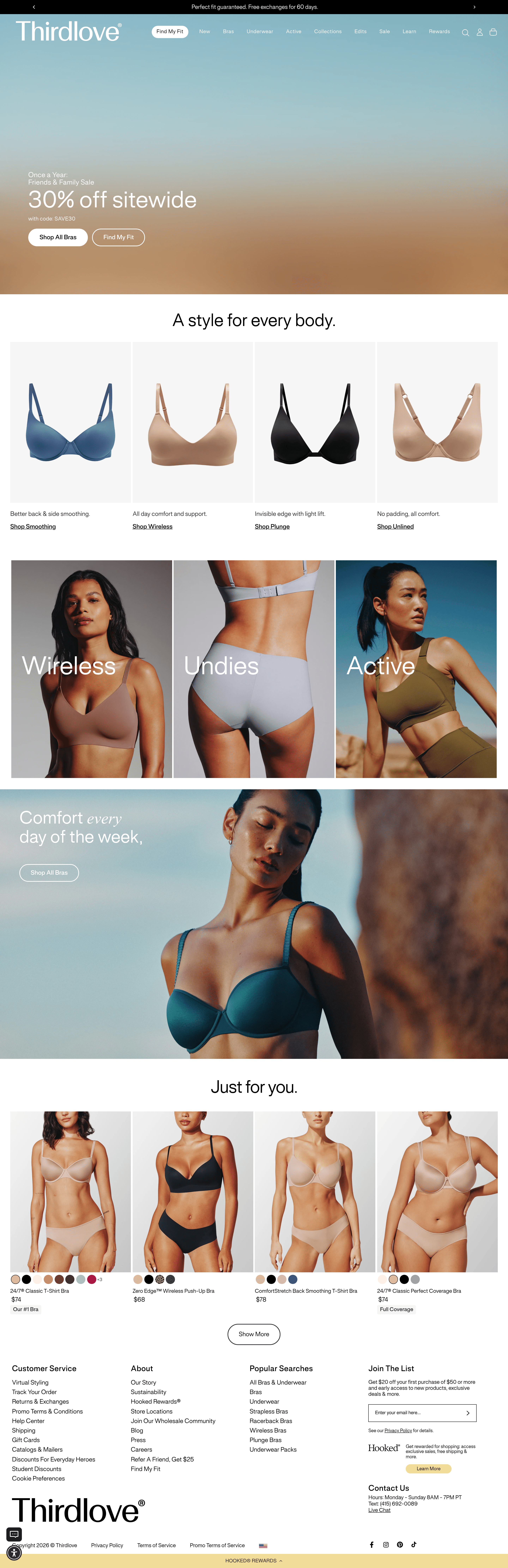 Thirdlove ecommerce landing page screenshot