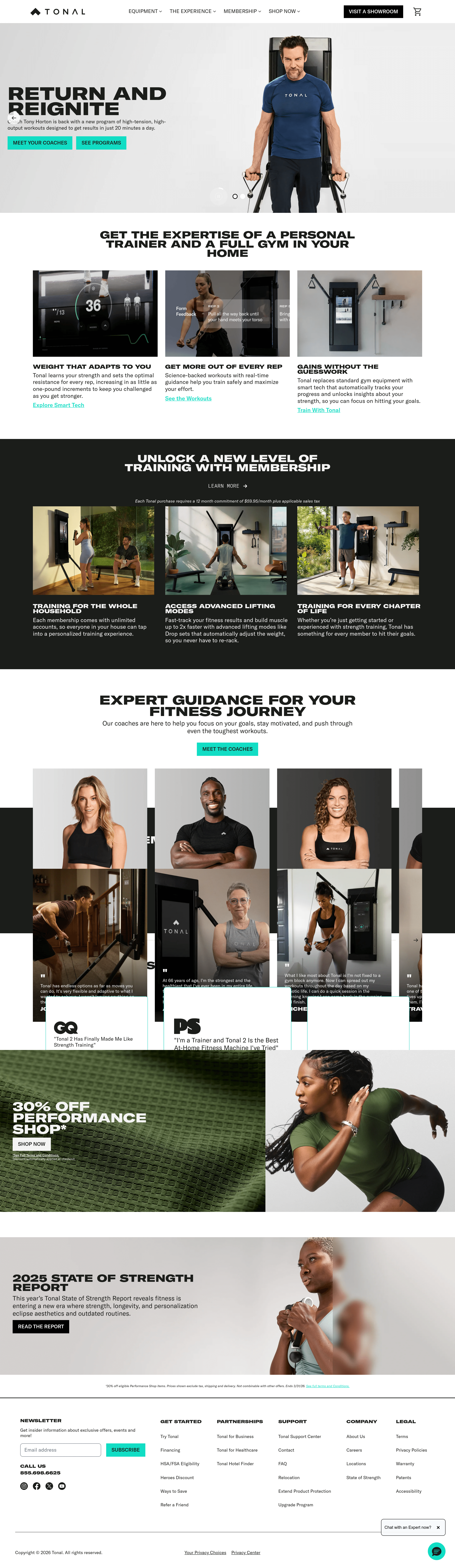 Tonal ecommerce landing page screenshot