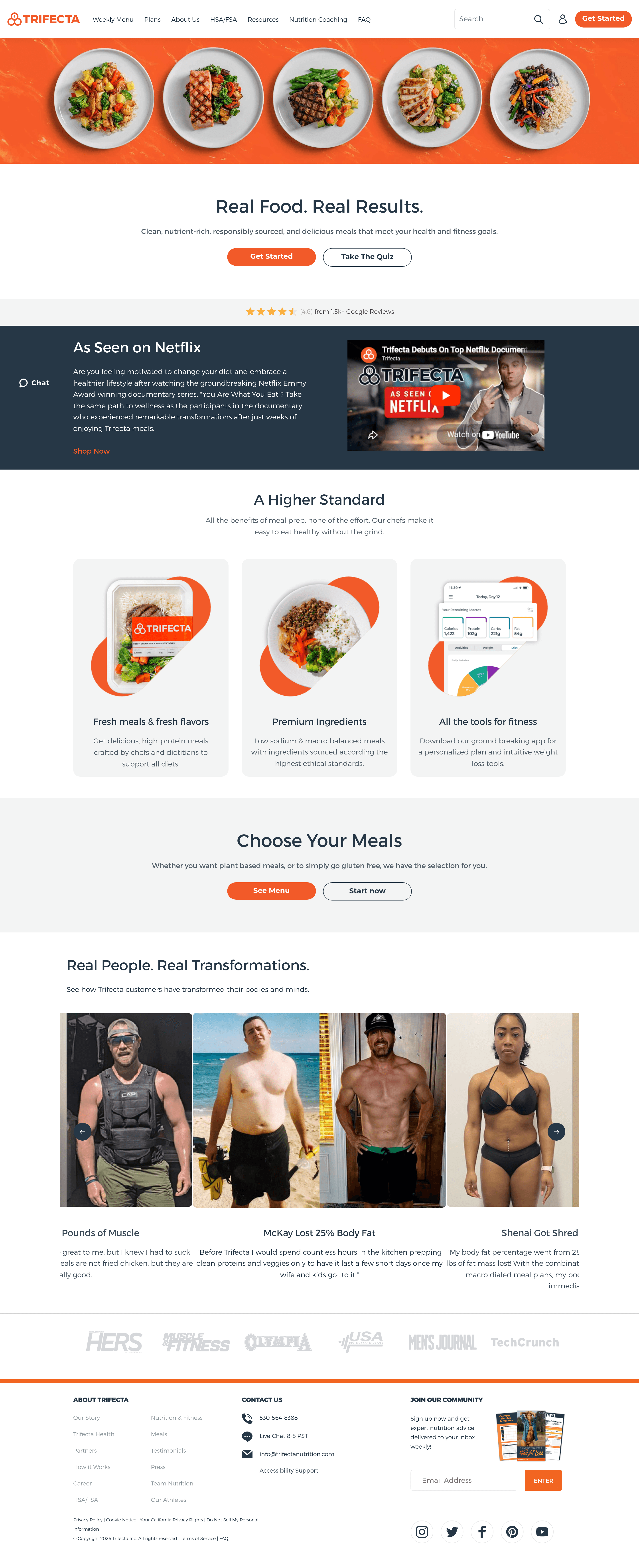 Trifectanutrition ecommerce landing page screenshot