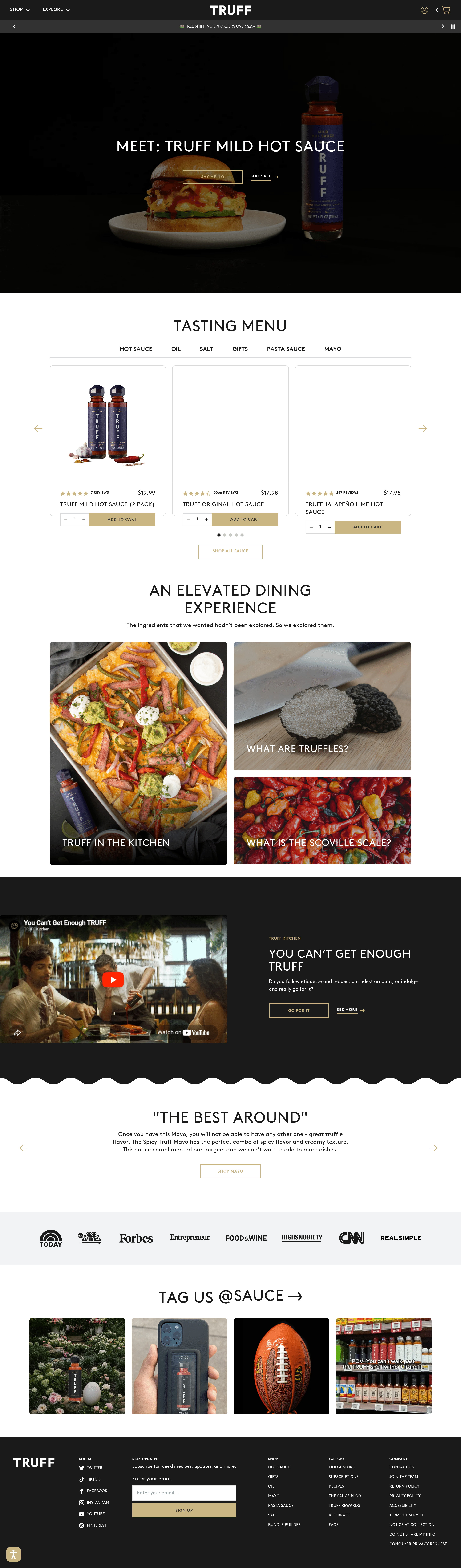 Truff ecommerce landing page screenshot