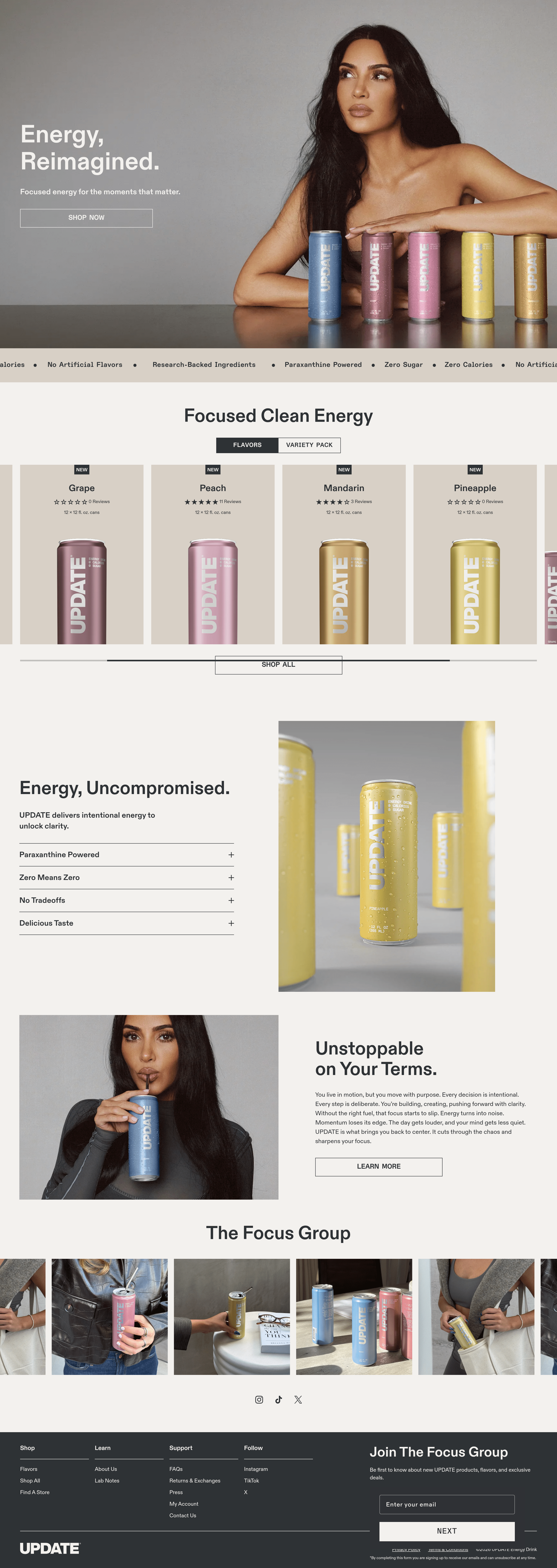 Update Energy Drink ecommerce landing page screenshot