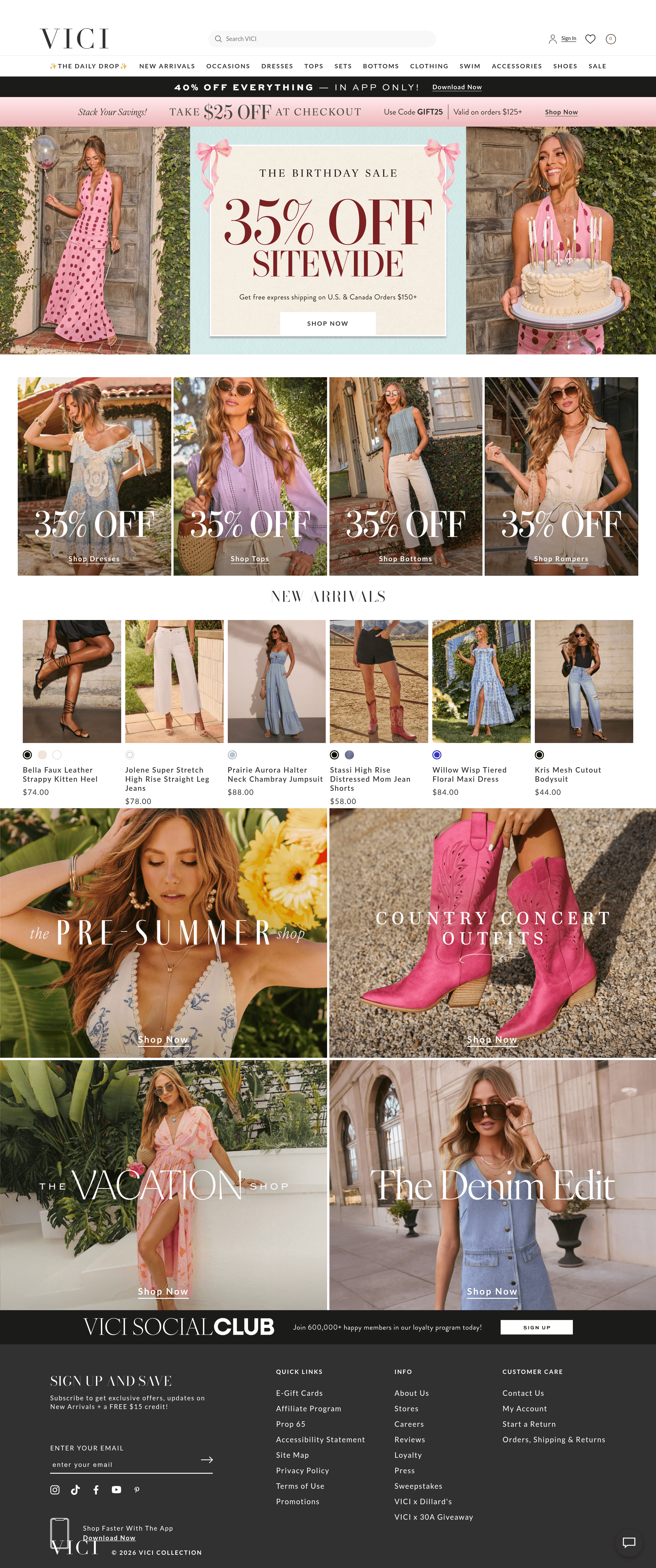 VICI ecommerce landing page screenshot